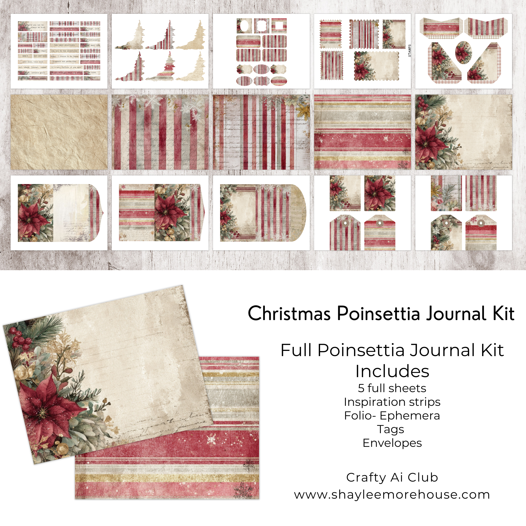 Red Poinsettia Journal Kit